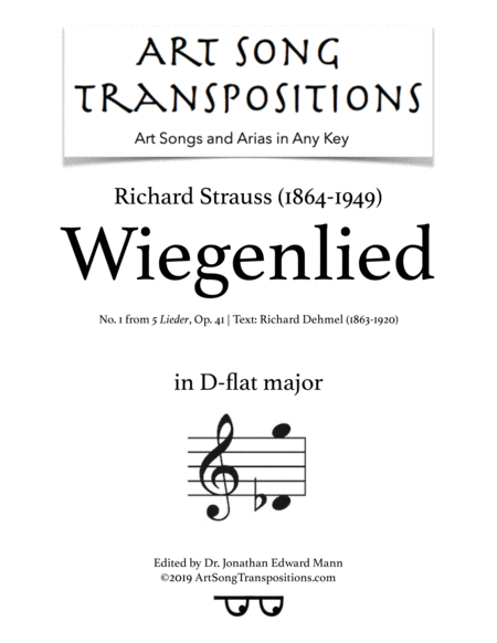 Free Sheet Music Wiegenlied Op 41 No 1 D Flat Major