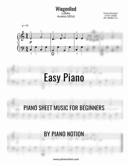 Wiegenlied Schuberts Lullaby Easy Piano Solo Sheet Music