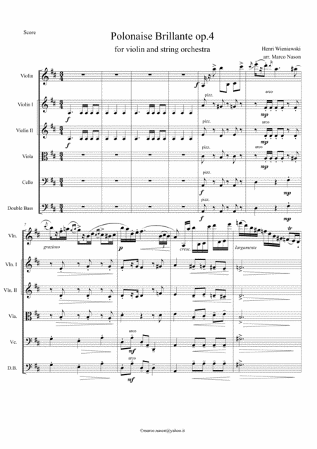 Free Sheet Music Wieniawski Polonaise Brillante Op 4 For Violin And String Orchestra
