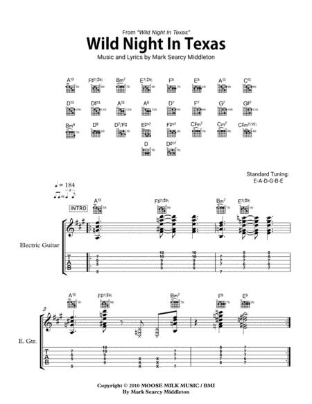 Free Sheet Music Wild Night In Texas