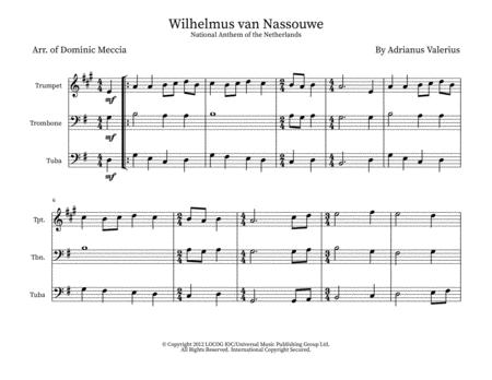 Free Sheet Music Wilhelmus Van Nassouwe National Anthem Of The Netherlands Brass Trio