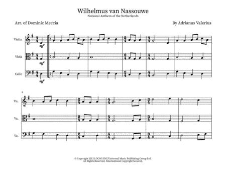 Free Sheet Music Wilhelmus Van Nassouwe National Anthem Of The Netherlands String Trio