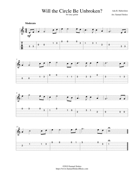 Free Sheet Music Will The Circle Be Unbroken For Easy Guitar With Tab
