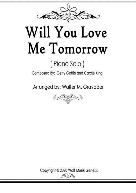 Will You Love Me Tomorrow Piano Solo Sheet Music