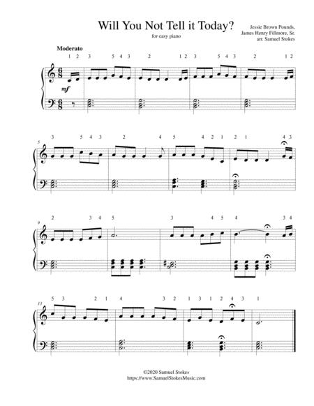 Free Sheet Music Will You Not Tell It Today For Easy Piano