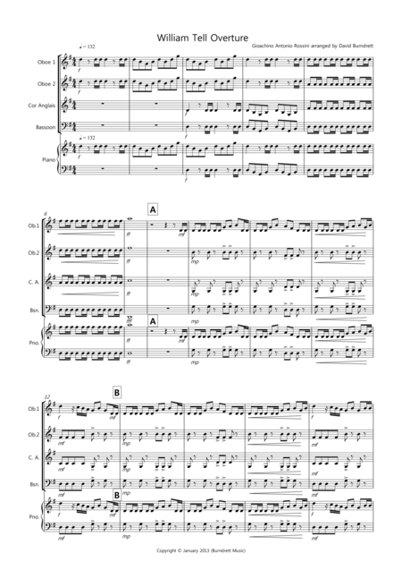 William Tell Overture For Double Reed Quartet Sheet Music