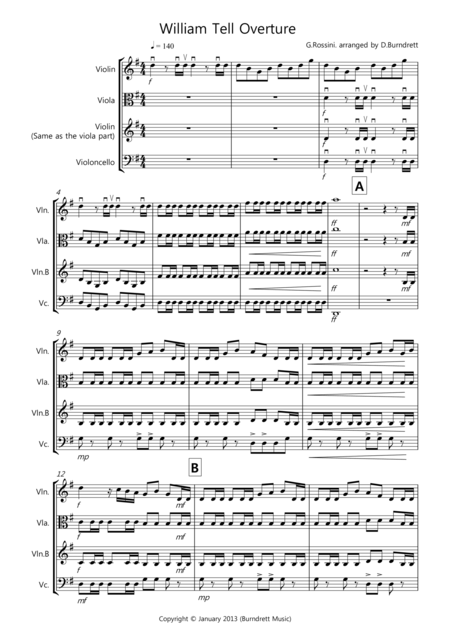 William Tell Overture For String Trio Sheet Music