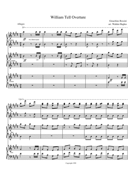 Free Sheet Music William Tell Overture Piano Trio 1 Piano 6 Hands