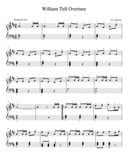 Free Sheet Music William Tell Overture Solo Piano