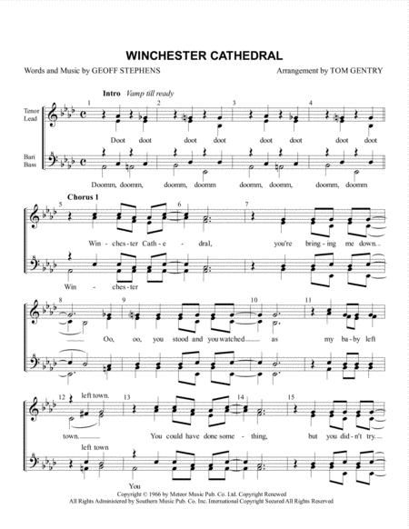 Free Sheet Music Winchester Cathedral Ssaa
