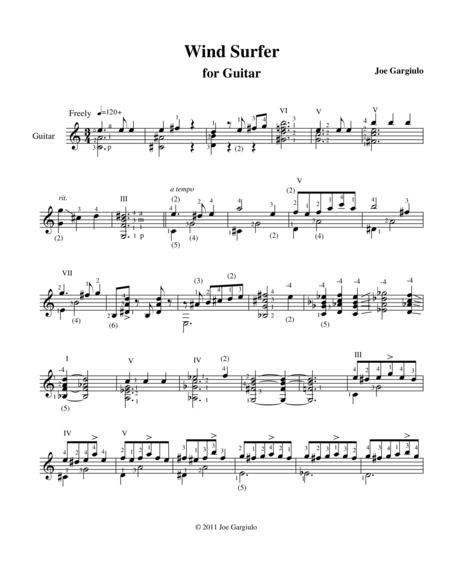 Wind Surfer For Clasical Guitar Sheet Music