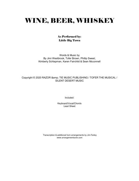 Wine Beer Whiskey Sheet Music
