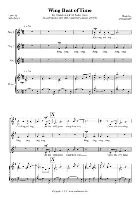 Free Sheet Music Wing Beat Of Time