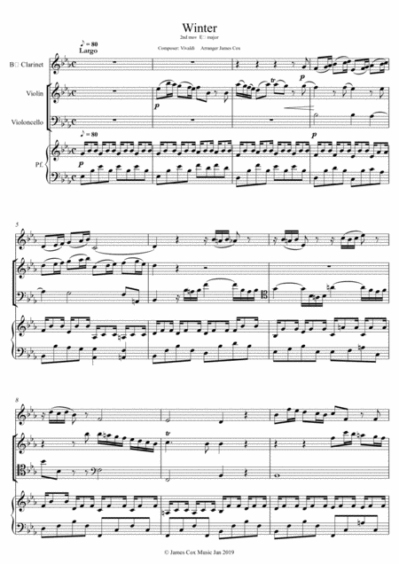 Winter Four Seasons 2nd Mov Piano Trio Sheet Music