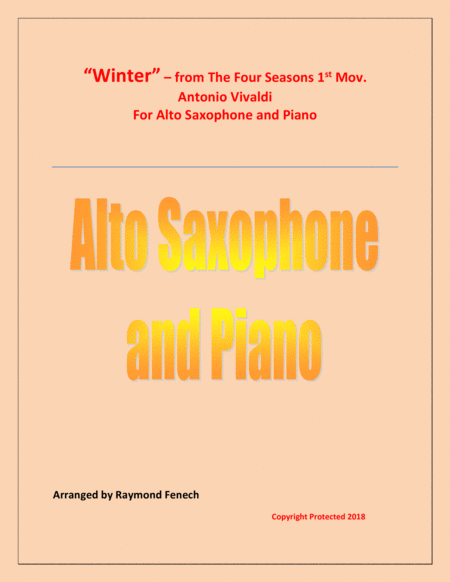 Winter From The Four Season 1 St Mov Alto Saxophone And Piano Sheet Music