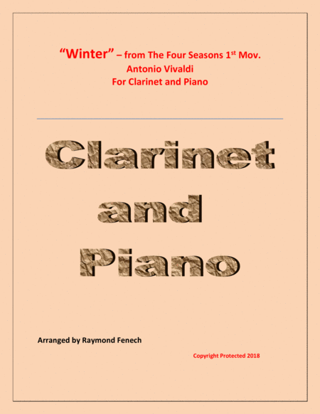 Free Sheet Music Winter From The Four Season 1 St Mov B Flat Clarinet And Piano
