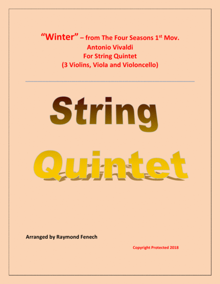 Free Sheet Music Winter From The Four Season 1 St Mov String Quintet