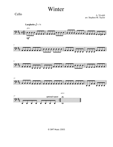 Free Sheet Music Winter From The Four Season Vivaldi