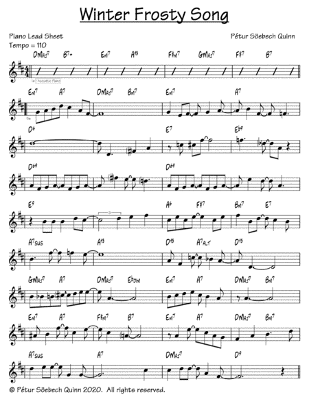 Winter Frosty Song Sheet Music