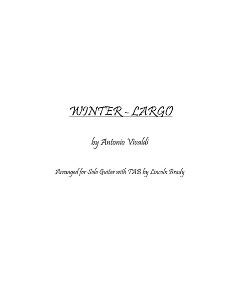 Winter Largo For Solo Guitar Sheet Music