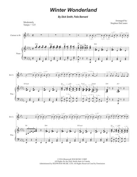 Free Sheet Music Winter Wonderland Bb Clarinet Solo And Piano