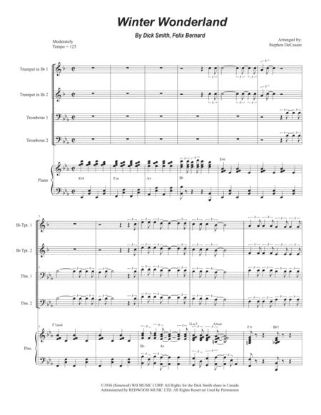 Winter Wonderland Brass Quartet And Piano Alternate Version Sheet Music