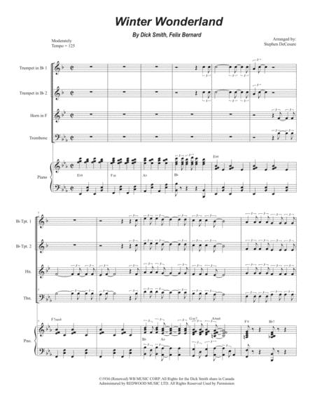 Free Sheet Music Winter Wonderland Brass Quartet And Piano