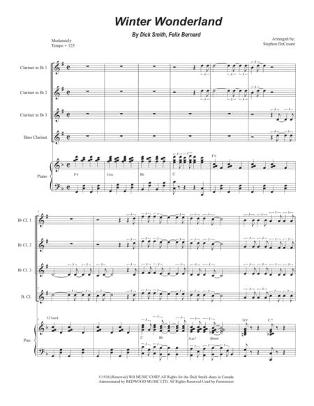 Winter Wonderland Clarinet Choir And Piano Sheet Music