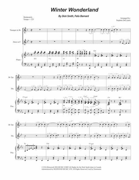 Free Sheet Music Winter Wonderland Duet For Bb Trumpet And French Horn