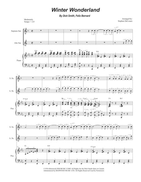 Free Sheet Music Winter Wonderland Duet For Soprano And Alto Saxophone