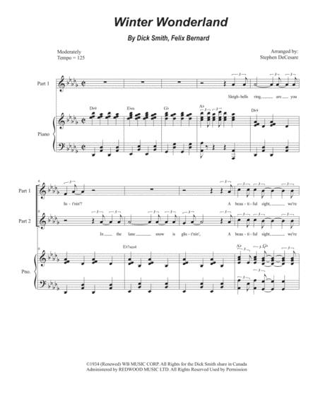Free Sheet Music Winter Wonderland For 2 Part Choir