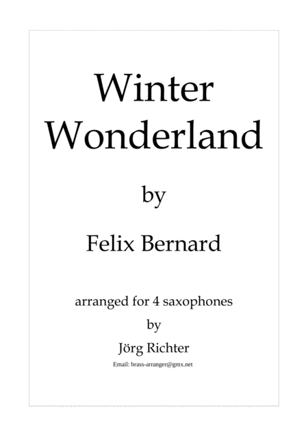 Winter Wonderland Fr Saxophonquartett Sheet Music