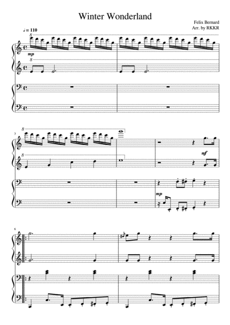 Winter Wonderland Jazz Piano Duet Sheet Music