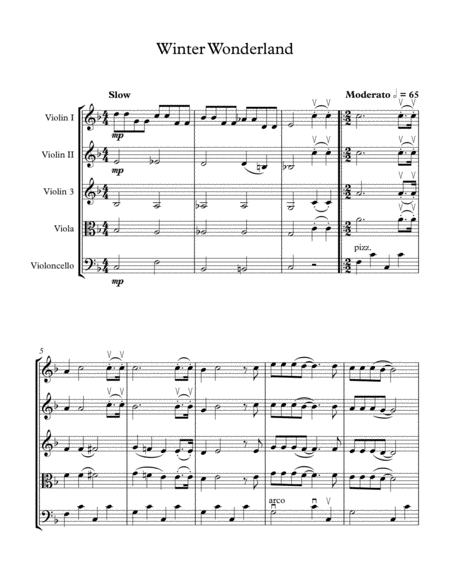Free Sheet Music Winter Wonderland String Orchestra Quartet Score And Parts