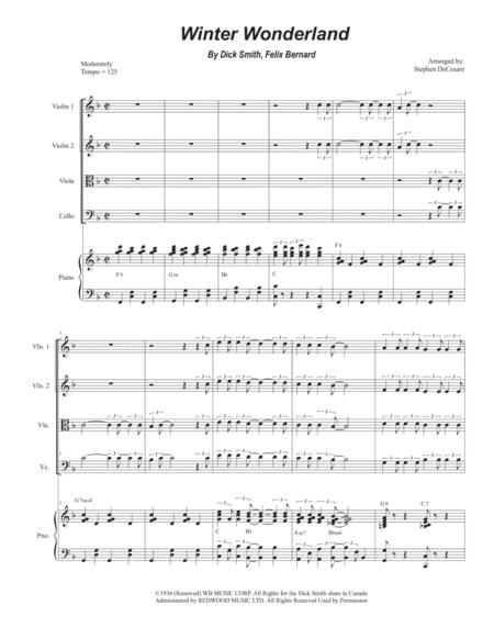 Winter Wonderland String Quartet And Piano Sheet Music