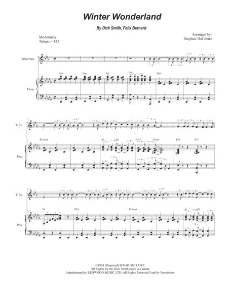 Free Sheet Music Winter Wonderland Tenor Saxophone And Piano