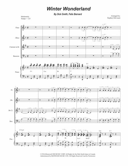 Free Sheet Music Winter Wonderland Woodwind Quartet And Piano