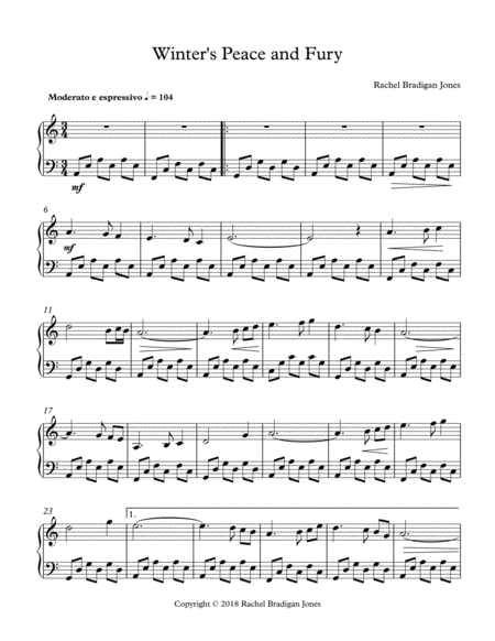 Free Sheet Music Winters Peace And Fury