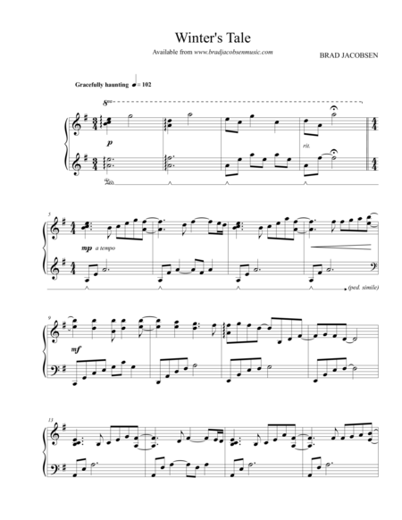 Winters Tale By Brad Jacobsen Sheet Music