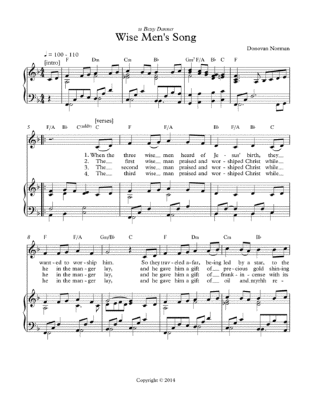 Free Sheet Music Wise Mens Song