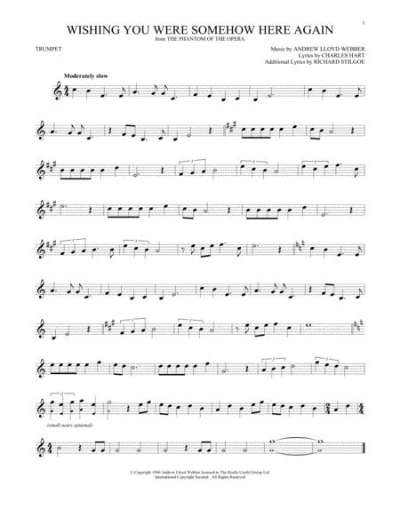 Wishing You Were Somehow Here Again From The Phantom Of The Opera Sheet Music