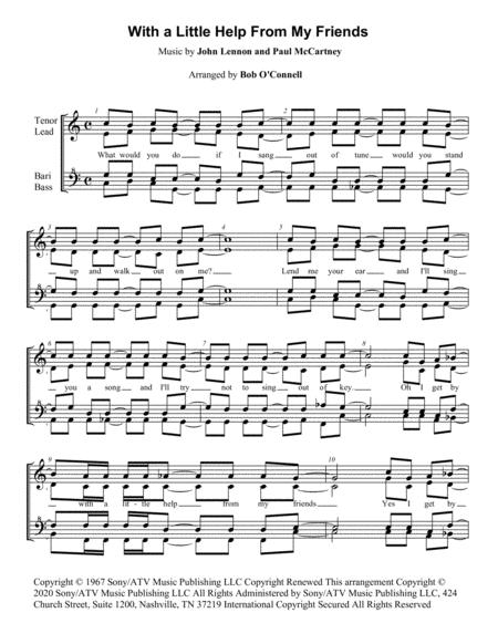 With A Little Help From My Friends Women 4 Part A Cappella Sheet Music