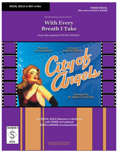 With Every Breath I Take From City Of Angels Vocal Solo In Dm And Piano Bass Drums Sheet Music