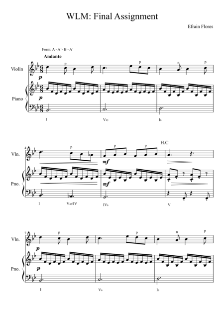 Free Sheet Music Wlm Final Assignment