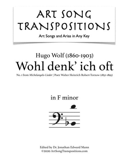 Wohl Denk Ich Oft Transposed To F Minor Sheet Music