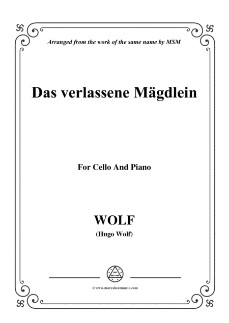 Wolf Das Verlassene Mgdlein For Cello And Piano Sheet Music