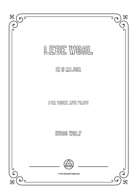 Free Sheet Music Wolf Lebe Wohl In D Major For Voice And Piano