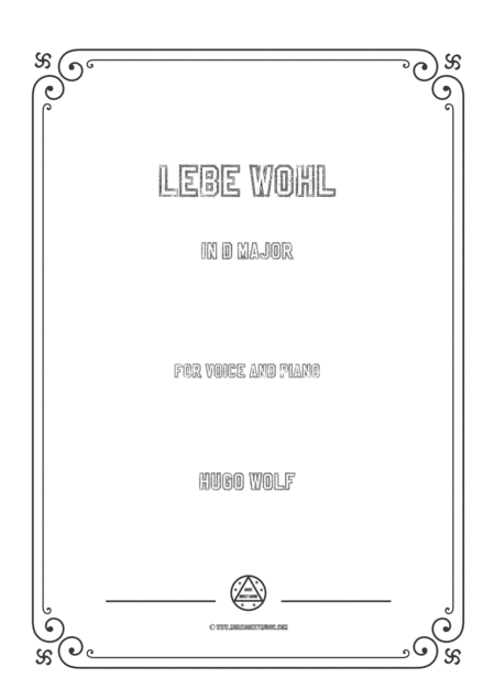 Wolf Lebe Wohl In D Major For Voice And Piano Sheet Music