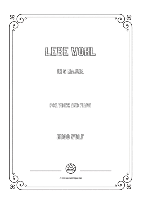 Free Sheet Music Wolf Lebe Wohl In G Major For Voice And Piano