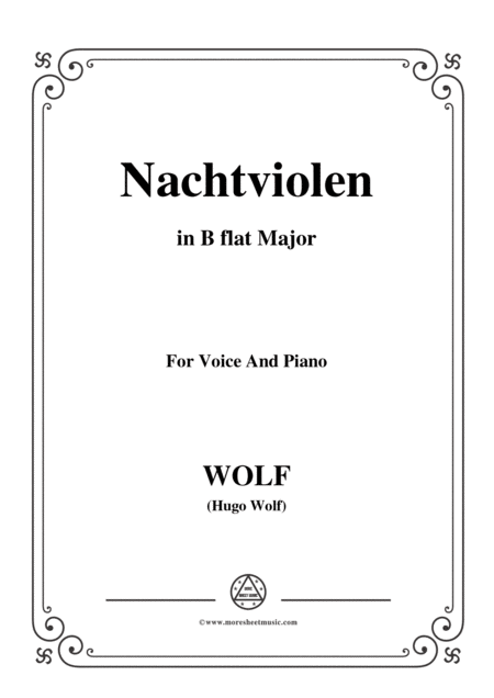 Wolf Nachtviolen In B Flat Major For Voice And Piano Sheet Music